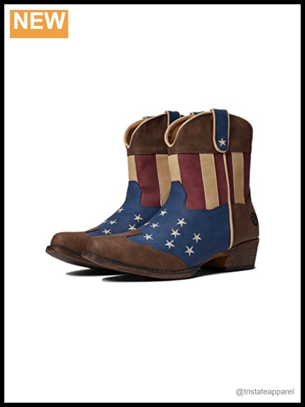 American Patriot Western Boot Snip Toe Embroidered Faux Leather
